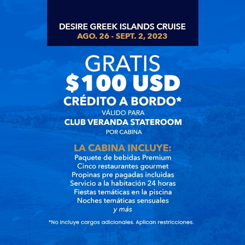 Desire Greek Islands 2023 – promo Veranda Stateroom